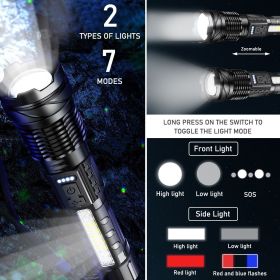 1/2 x Super Hell Taschenlampe Fackel - LED Taktisches Fackel - Zoom - Wasserfest (Quantity: 1 pc)